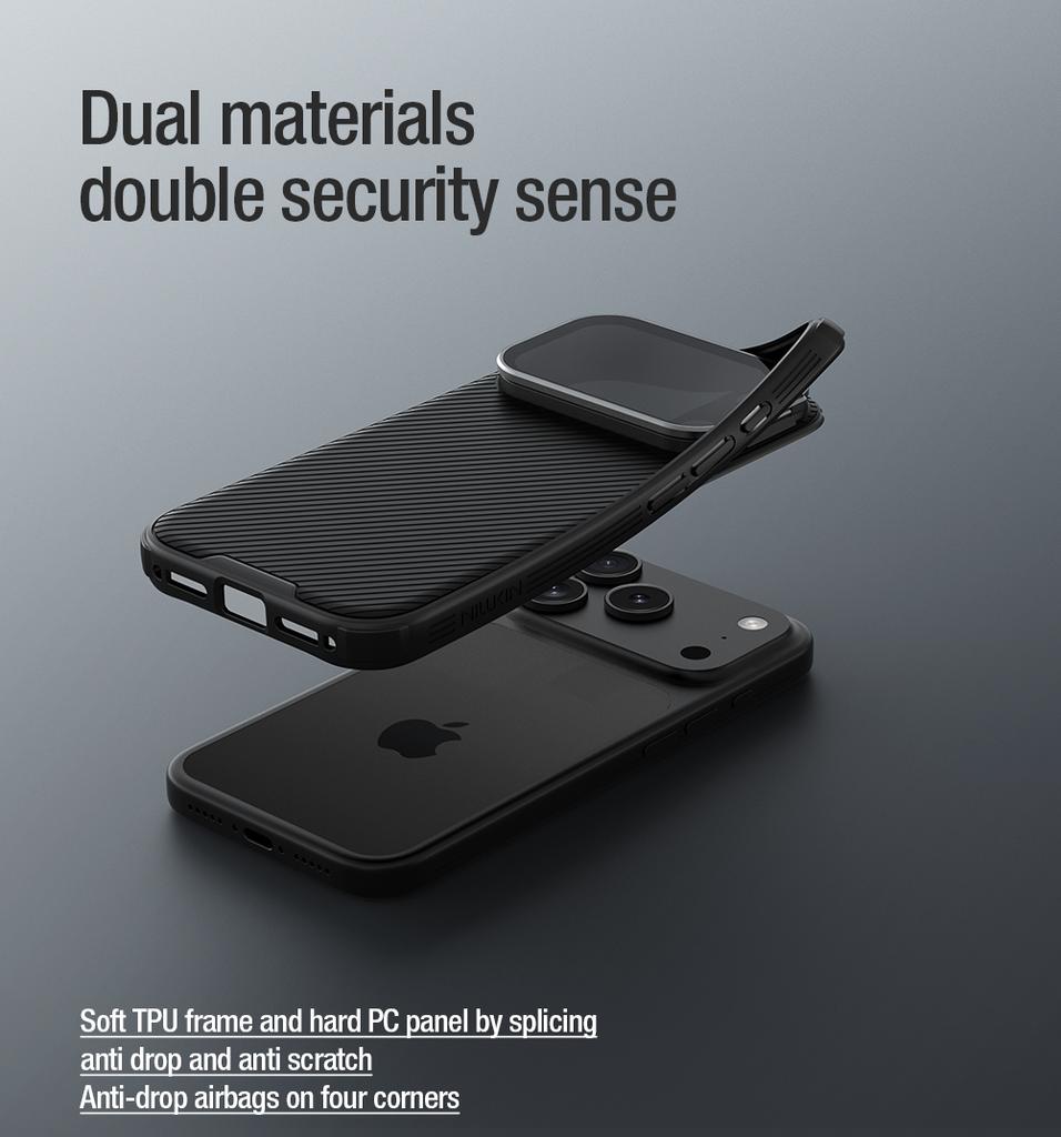 Nillkin para iPhone 17 Pro Max / 17 Pro Capa CamShield Prop Tampa da Câmera Suporte Transparente Capa Traseira Capa de Celular
