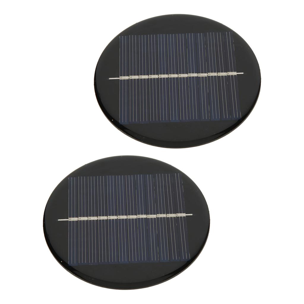 2Pcs Solar Panel 6V Round 80mm High Conversion Rate Good Light Transmittance Polysilicon Solar Cell Panel
