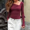 Women's Long-Sleeve Asymmetrical V-Neck Top