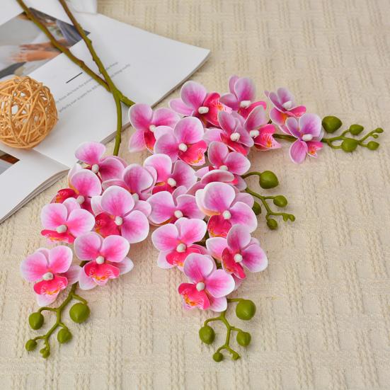 Artificial Moth Orchids 2 Fork Realistic Fake Silk Flower Wedding Party Home Office Table Centerpiece Faux Phalaenopsis Floral Branch Decoration