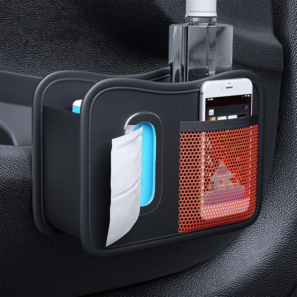 Car Side Door Organizer Multifunctional Car Seat Back Storage Box Leather Space Saving Automotive Organization Box For Truck SUV