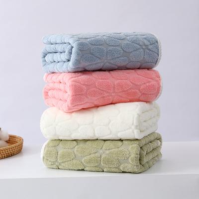 Coral Fleece Jacquard Cloud Grid Towel Bath Towel Set Adult Household Face Towel Thickened Water Absorption