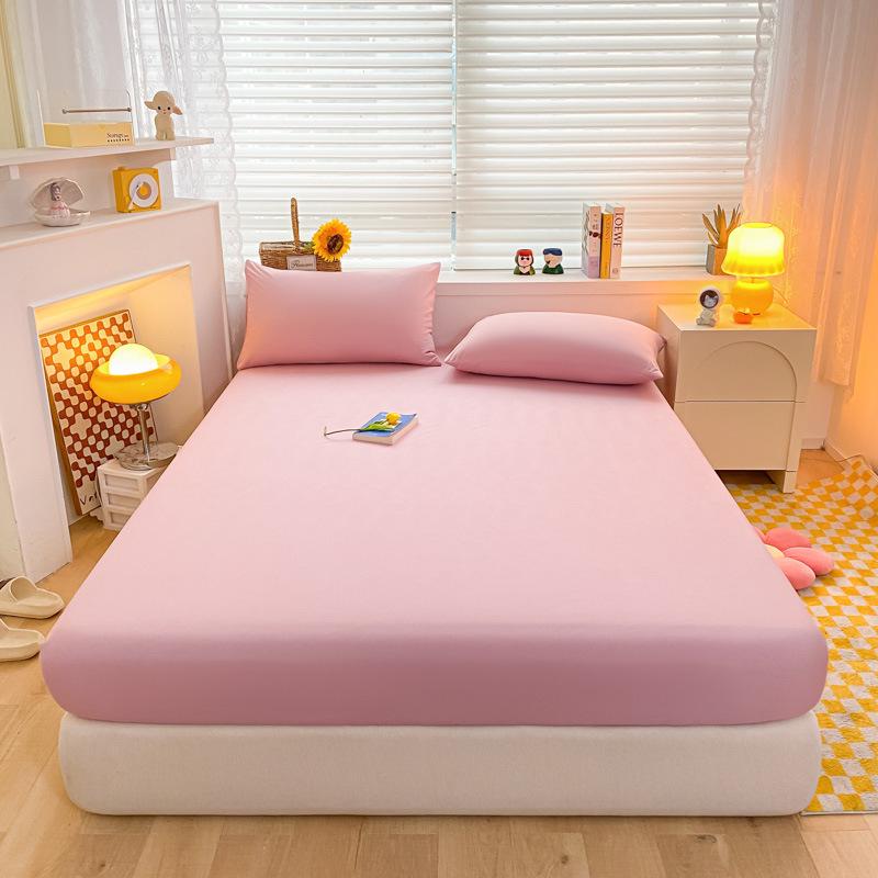 

Комплект простыней на резинке из однотонного стираного хлопка: Нескользящее покрывало с полным обхватом - Трехпредметное для всех сезонов Fitted Sheet 150cm*200cm