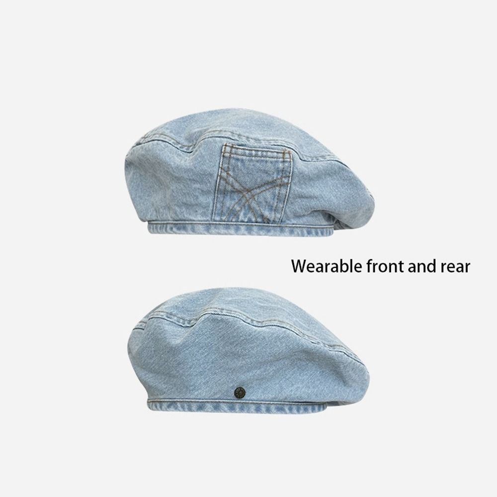 Korean Style Painter Hat Warmth Octagonal Hat Fashion Denim Beret  Travel