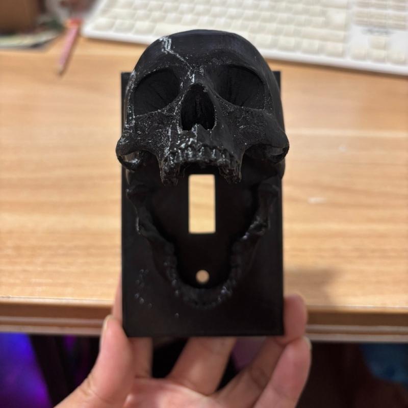 3D Printed Skull Light Switch Cover - Skull Wall Control Panel, Easy To Screw In Installation, Gothic and Halloween Decorations