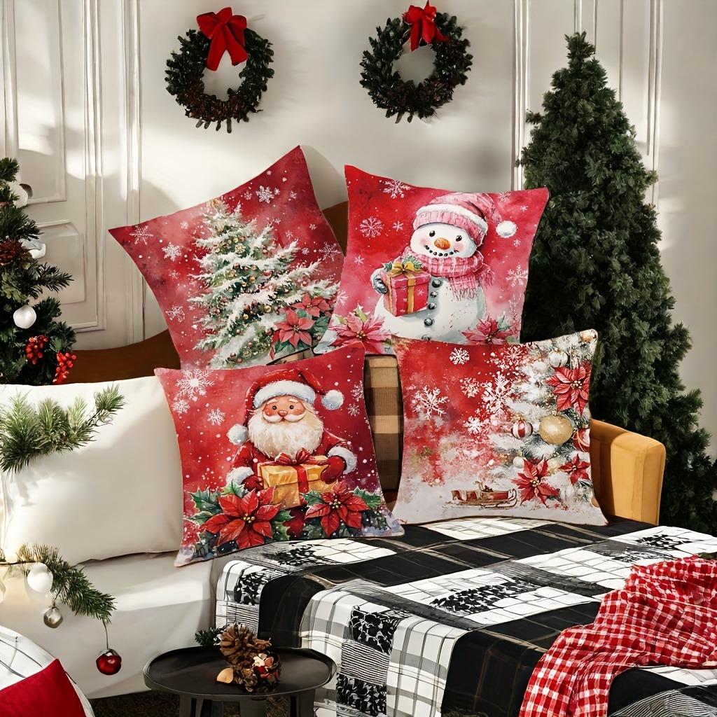 Christmas decoration pillowcase red Santa Claus Snowman pillow cover Sofa cushion cover home decoration New Year gift
