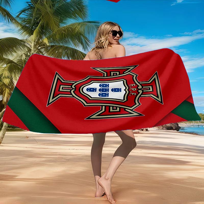 Strandtuch mit Wappen der Portugiesischen Fußballföderation, Schnell trocknend, Pflegeleicht, Geeignet für Fitness und Strandurlaub, Sport-Essential