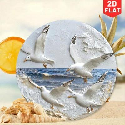 Seagull Coastal Metal Wall Art 8 Inch Aluminum Sign Textured Ocean