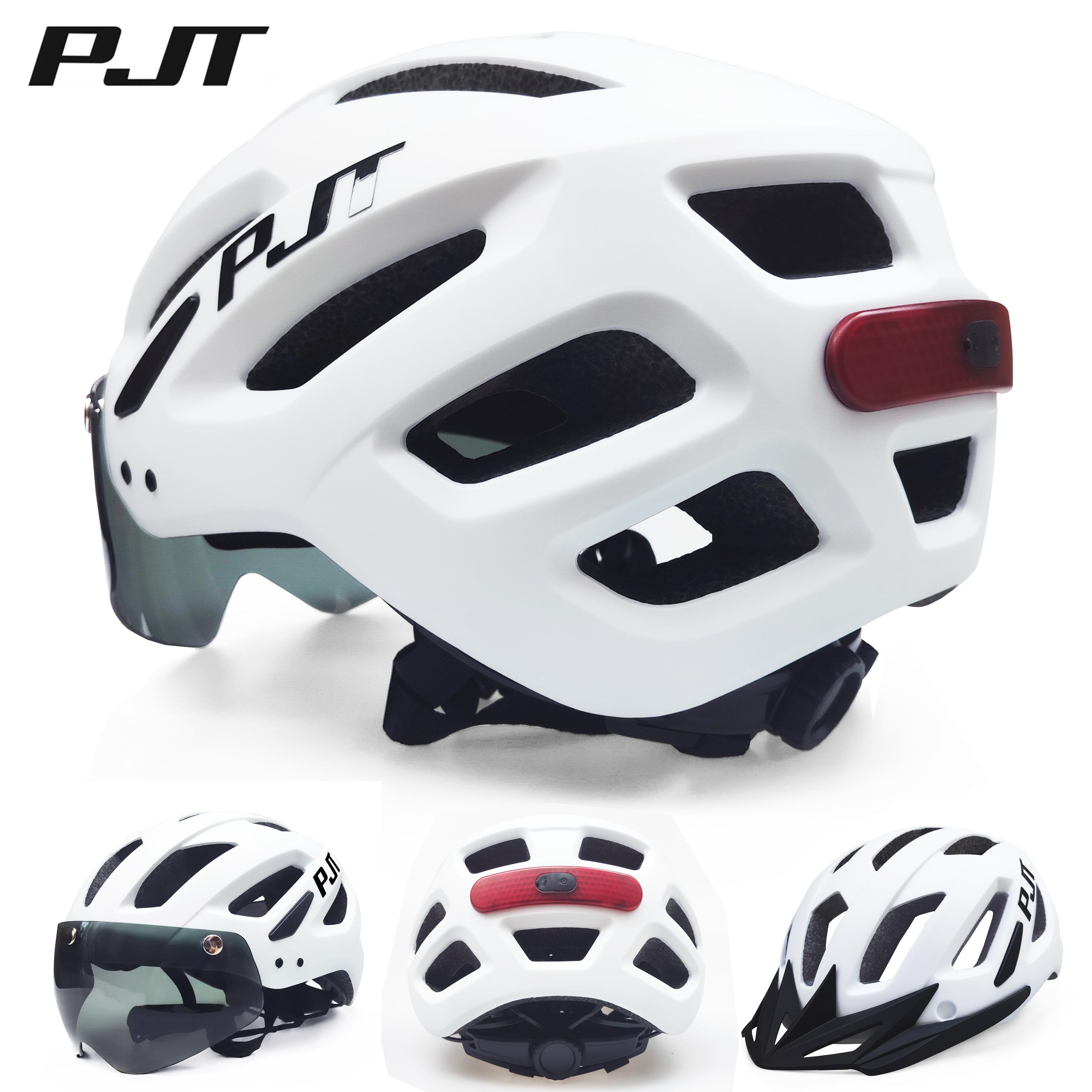 My Extreme Outdoor Activities Men's Pjt New Sun Visor Goggle Bicycle Helmet Usb Rechargeable Led Taillight Cycling Helmet Sunglasses Riding Road Mtb Bike Helmet