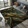 Smaragdgrüner und goldener Teppich – Luxuriöses Marmor-inspiriertes Muster für Wohnzimmer oder Schlafzimmer, rutschfest, elegante Heimdekoration
