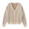 Winter 2022 V-neck Diamond Pattern Long Sleeve Knit Cardigan