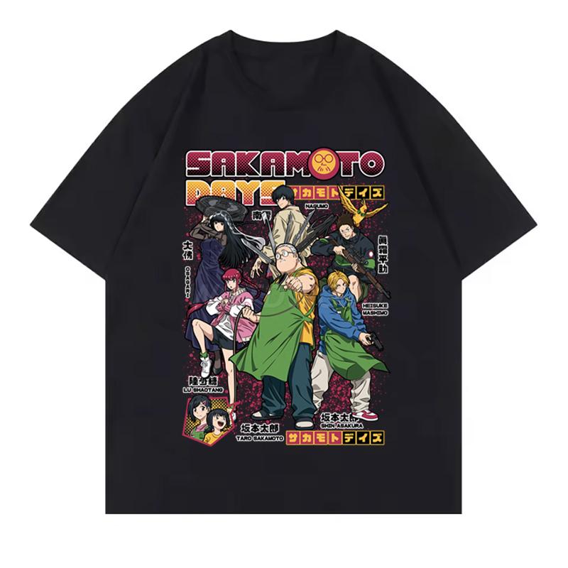 2025 New Design Anime Tshirts Sakamoto Days Short Sleeve Retro Tops Tees Streetwear Unisex Clothing Sakamoto Days Summer Tshirt