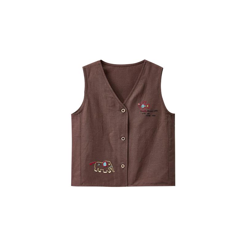 Q21 Kids Cotton Linen Embroidered Vest 90