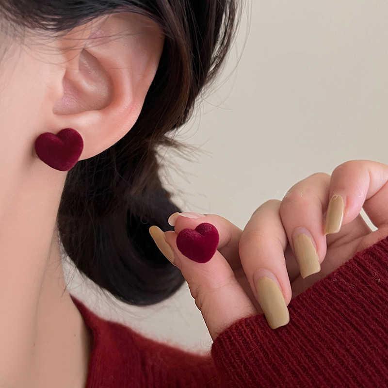 

Серьги с бантом из красного бархата и жемчугом Серебряная игла Анкола - Ретро Высококлассные Осенне-зимние Украшения