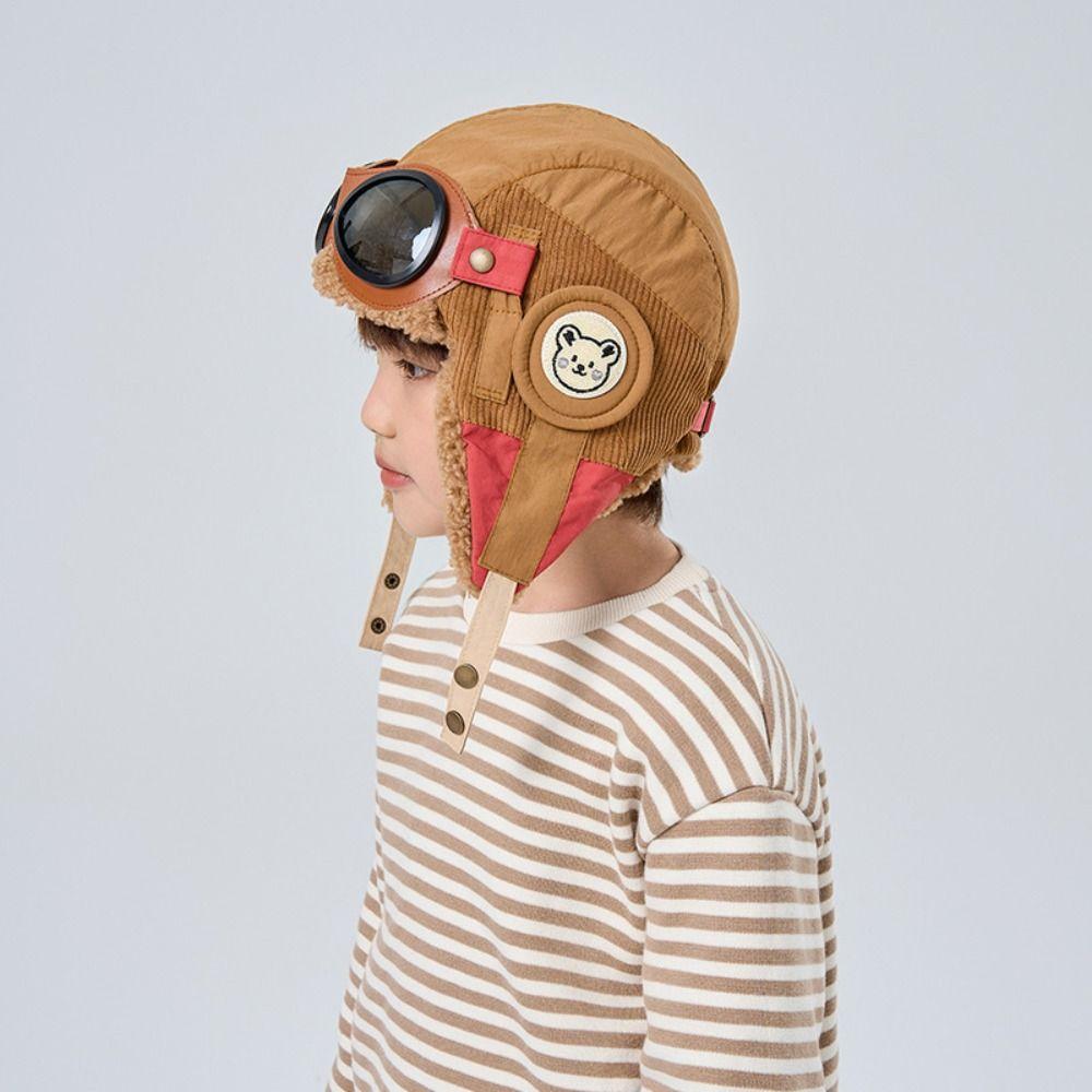 Cute Kids Earflap Hat Soft Lei Feng Hat Ear Protection Children's Plush Pilot Hat Girls