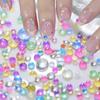 1Box Rainbow Mermaid Tears Nail Art Charms Macaron Bubble Beads Nail Art for Summer Aurora Half Spherical Glass Nail Decorations