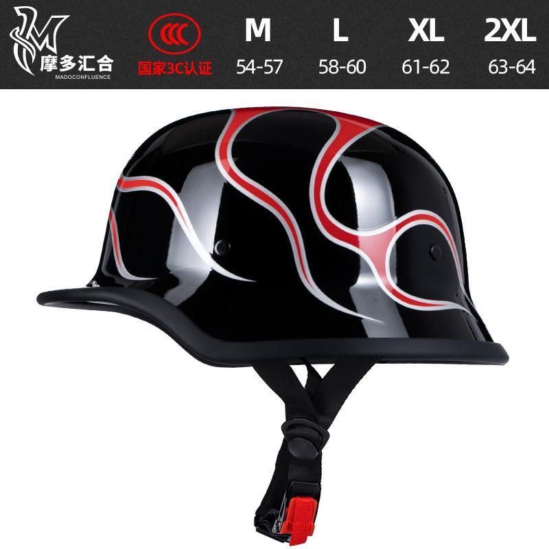 Vintage Motorcycle Half Helmet Men Women Retro German Style Urban Commuter Lightweight Safety
