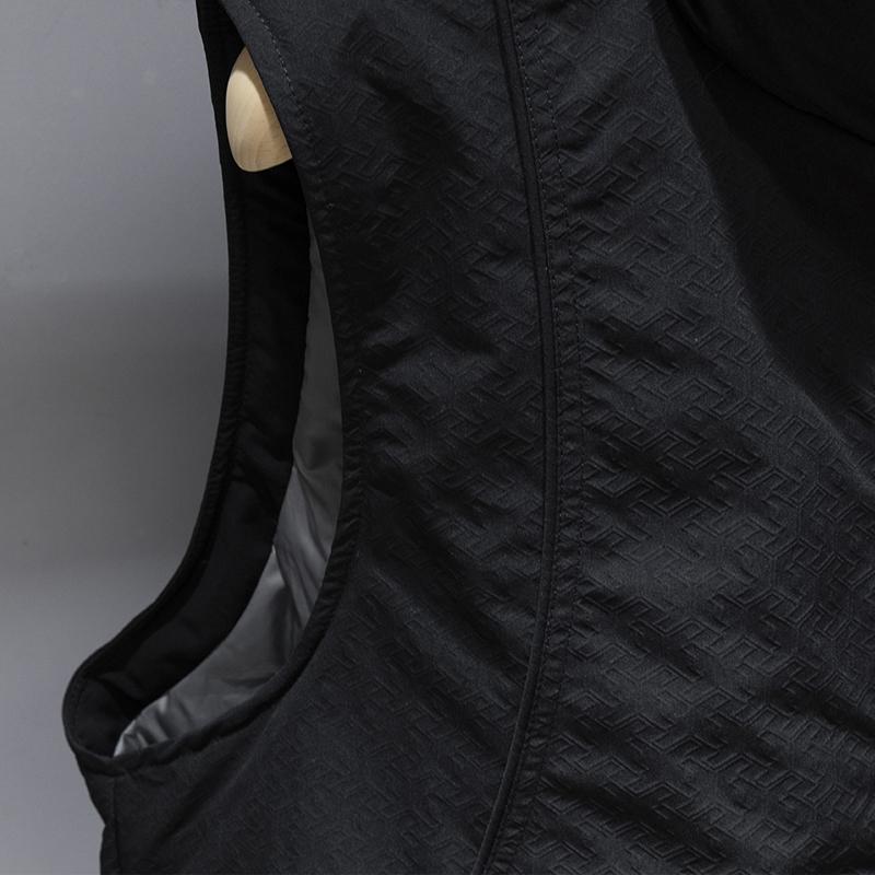 Men Plus‑Size 50% White Duck Down Vest, Embossed Fabric Stand Collar Sleeveless Puffer Gilet Winter Loose Fit Outerwear
