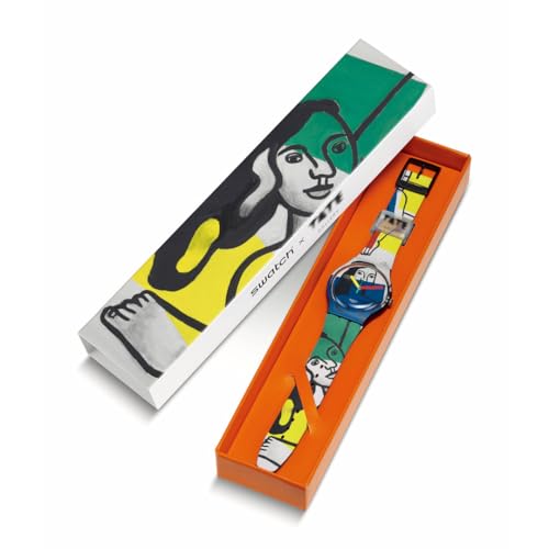 Swatch LEGER'S TWO WOMEN HOLDING FLOWERS SUOZ363 Black Wristwatch