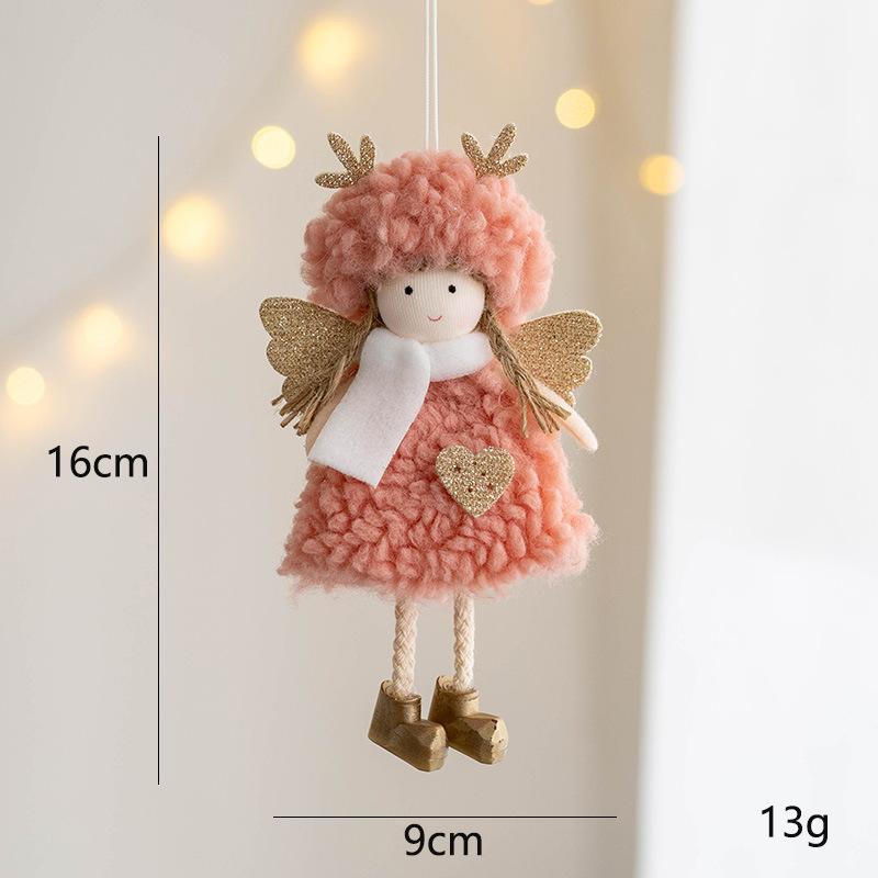 Christmas Plush Angel Girl Pendant Christmas Angel Decoration Desktop Ornament White Pink Angel Pendant New Year 2025