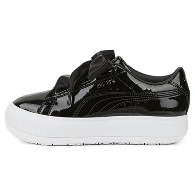 Suede Mayu Heart Patent Black White Women Sneakers 385967-02
