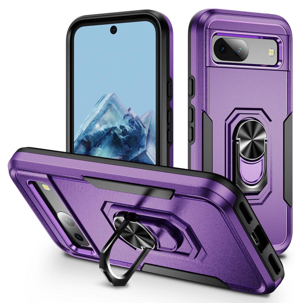 For Google Pixel 8a Case Military Grade Ring Kickstand PC + TPU Phone Cover
