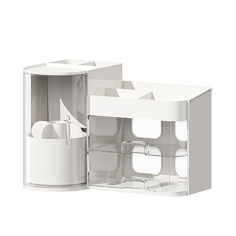 

1 Pcs Rotating Brush Stand Makeup Storage Box with Drawers - Countertop Cosmetic Organizer for Dressing Table Display & Storage 2026 35*21*23CM