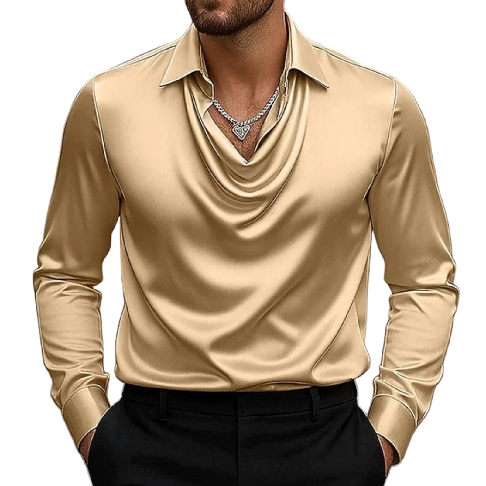 

Men s Temperament Solid Color Dangling Shirt XL хаки