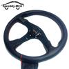 Racing Drift Sport Steering Wheel Real Leather 14inch With Red Stitching 350mm Diameter For Car Universal Modified