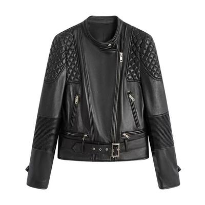 Primavera e Outono Novo Estilo Motociclista Terno Slimming Design Nicho Preto Legal Quente Bicicleta Jaqueta De Couro Para Mulheres