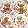Healing Highland Calf Pattern Gifts Cow Cork Coasters, Cute Floral Farmhouse Drink Mats with Protective Furniture for Office Non-Slip Base,