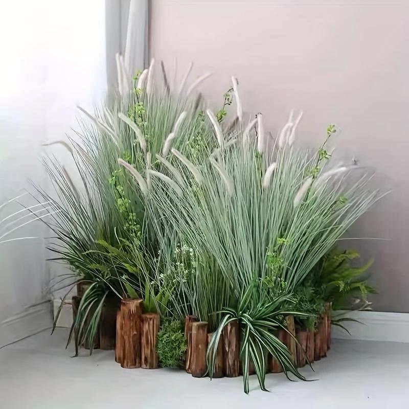5Pcs Artificial Plants 60cm Fake Plants Lifelike Green Plant Decor Outdoor Indoor Decor Floral Arrangements Foxtail Grass