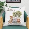 Personalised Woodland Animal Print Pillowcase Custom Name Cushion Cover Kid Birthday Jungle Party Decor Nursery Baby Shower Gift