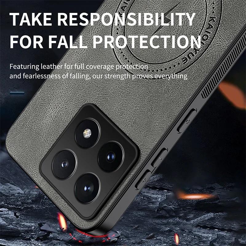 For Xiaomi 14T Pro Case for Magsafe Luxury Sheep Skin Magnetic Matte Leather Cover for Mi14 T 14Tpro Shockproof Anti-drop Bumper