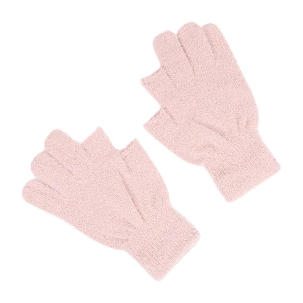 Winter Fingerless Gloves Mink Fur Knitted Gloves Sliding Screen Outdoors Cycling Solid Color Warmer Cold-proof Mittens for Men Women