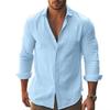 Herrenhemden Baumwolle Leinen Leichtes Reverskragen Hawaiihemd Lässiges Slim Shirt Männliche Langarmshirts Hemd Bluse