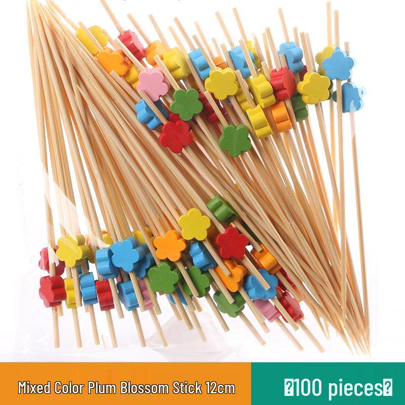 Colorful Bamboo Fruit Forks & Cocktail Skewers - Decorative & Disposable for Baking & Events