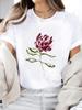 (Asian Size) watercolor flower trend Casual Women's Top T T-shirts Fashion O-neck Female Clothing Print Short Sleeve Graphic Tee