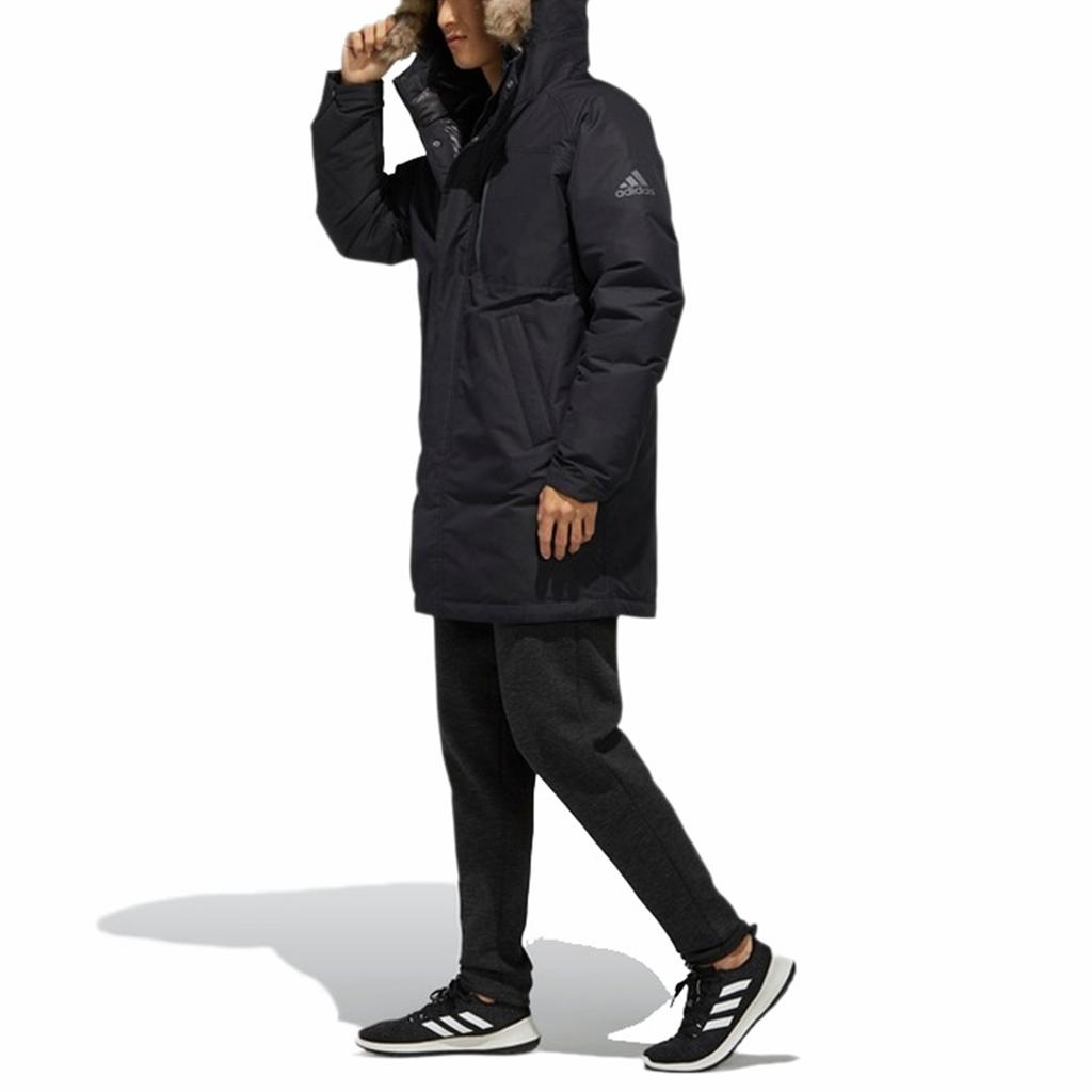 adidas Utility Down PK Outdoor Mid-length Hooded Down Jacket Black Men's EH3975