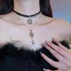 Starburst Strass Tropfen Kristall Leder Choker Halskette - Vintage Luxus Schlüsselbeinkette