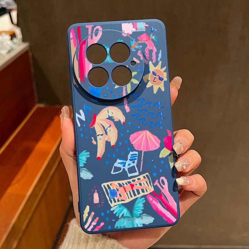 Case For OnePlus 15 13 13T 12 Cartoon Vacation Painting Shockproof Bumper Soft Silicone Cover For Oneplus Nord 5 13R 12R 11R 5G