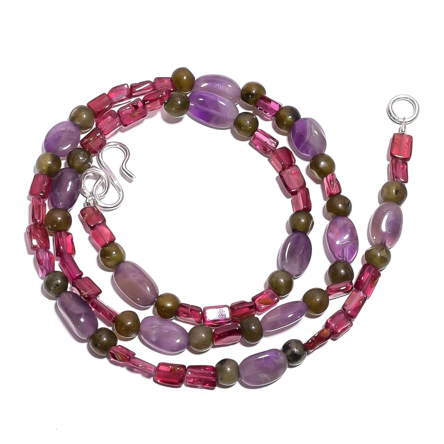 

Натуральный Турмалин Аметист Лабрадорит Драгоценные камни Бусы Ожерелье 17 UB-4897 UB-4897