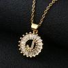 Shein Copper Zircon Round Alphabet Pendant Necklace