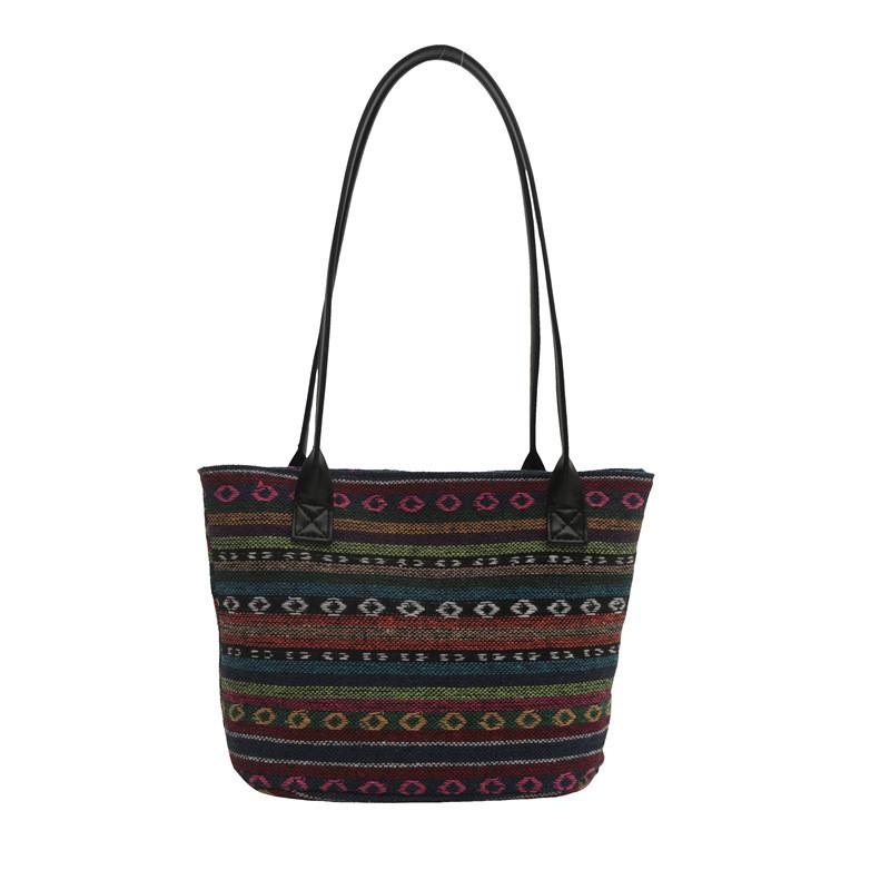 Ethnic Style Tote Bag For Women Large Capacity Summer Fashion With Zipper Closure For Daily Use
