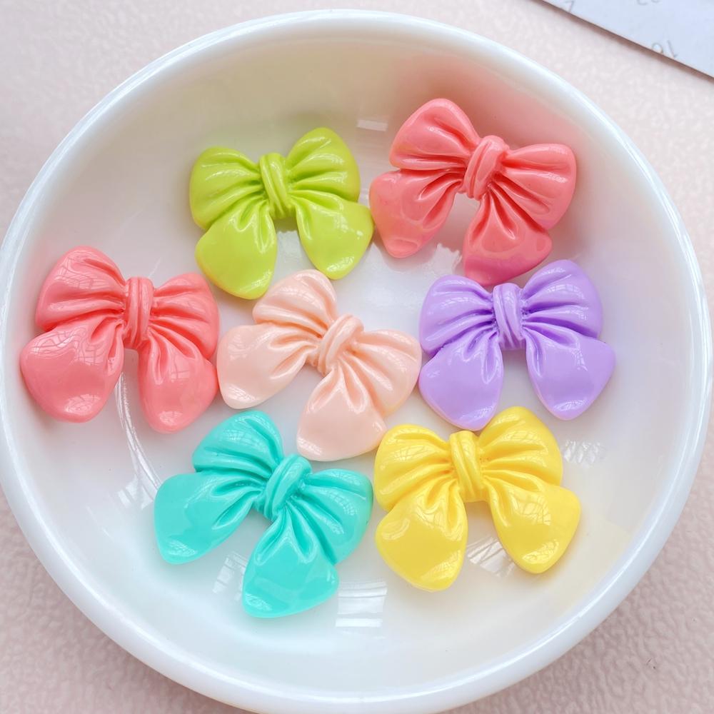 10PCS New Models Colorful Cartoon Bow Flowers Series Resin Scrapbook DIY Jewelry Hairpin Headrope Decoration Crafts