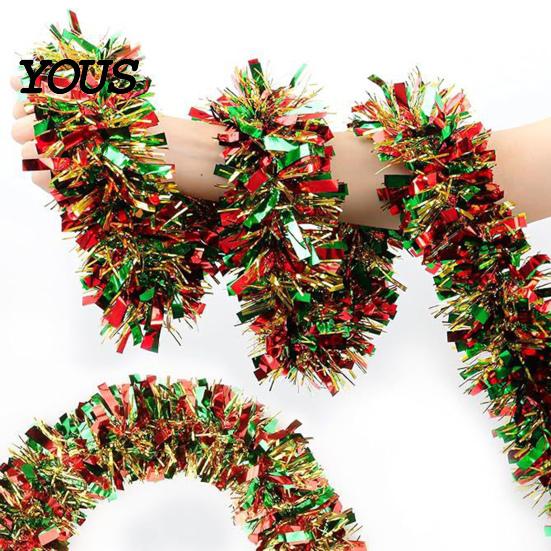 Vibrant Festive Atmosphere Decor 78.7 Inch Christmas Tinsel Garland, Shiny Metallic Twist Hanging Garland Bendable Holiday Party for Xmas Tree,