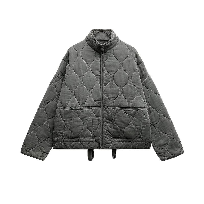 Autumn and Winter New Women Daily Versatile Loose Tencel Cotton Washed Cotton-padded Jacket Outerwear 4088052 4088242