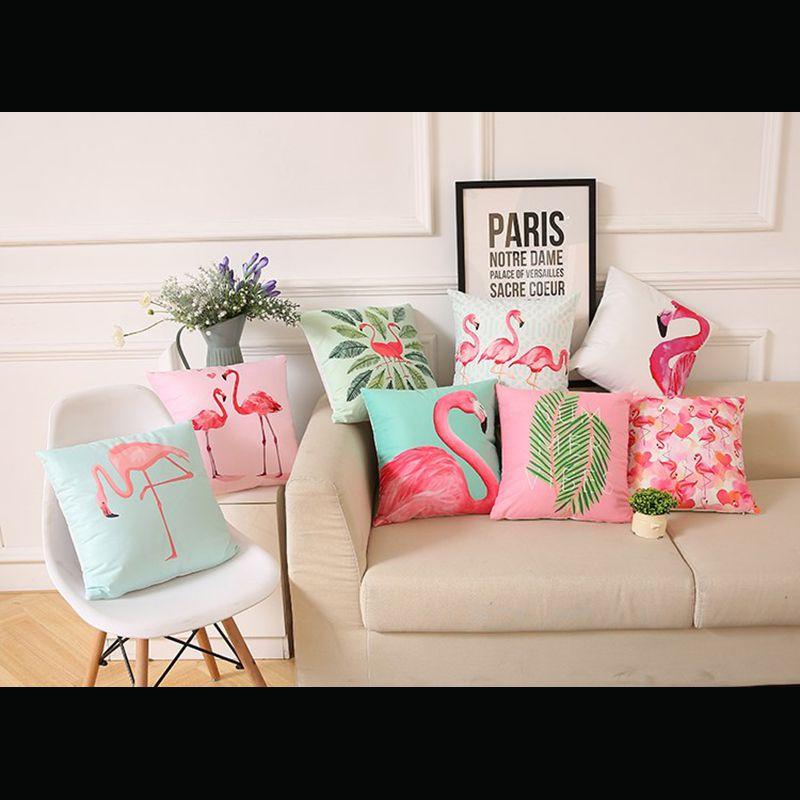 Versatile Flamingo Throw Pillow Case For Sofa Chairs With Premium Cotton Linen