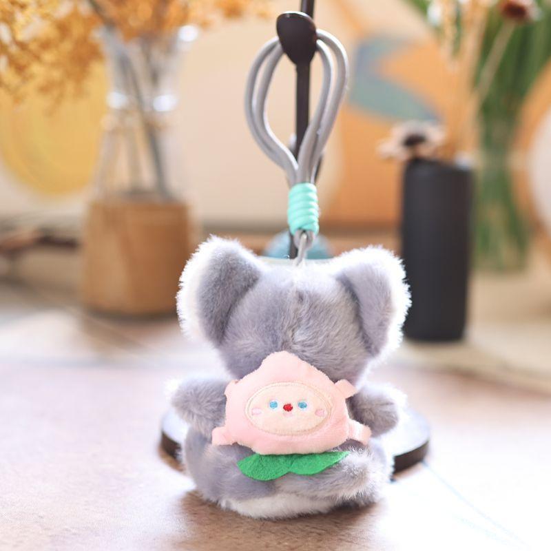 1Pcs Cute Plush Elephant Keychain Soft Stuffed Animal Pendant Colorful Fluffy Doll Bag Charm For Backpack Decor Gift