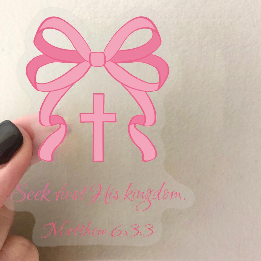 10/30/50pcs Transparent Bible Christ Phrases Stickers Pink Bow Aesthetic Decals DIY Luggage Guitar Notebook Cute Cartoon Sticker